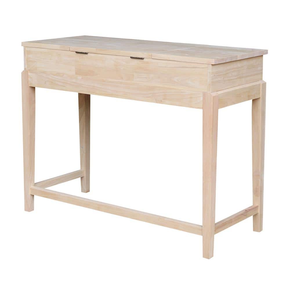 Elegant Unfinished Solid Wood Vanity Table with Microfiber Bench