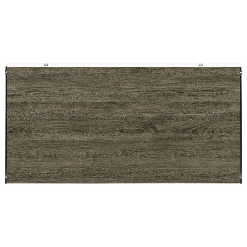 Weathered Gray 2-Drawer Writing Desk with Glass Sides