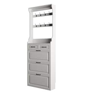 86.62 in. H x 31.50 in. W White Wood Shoe Storage Cabinet, shoe cabinet office storage cabinet