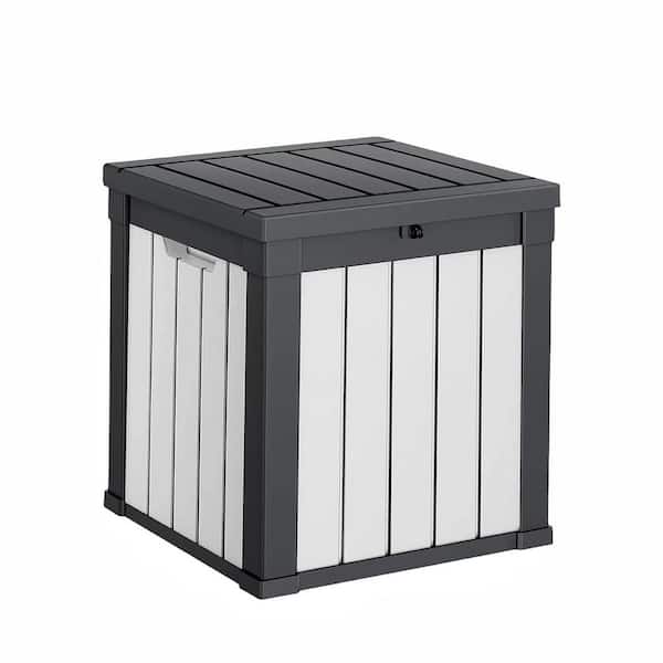 50 Gal. Durable Plastic Outdoor Storage Deck Box in Black & White