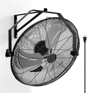 20 in. Black Metal 3-Speed High-Velocity Wall Mount Ventilation Fan with Rack and L-Iron