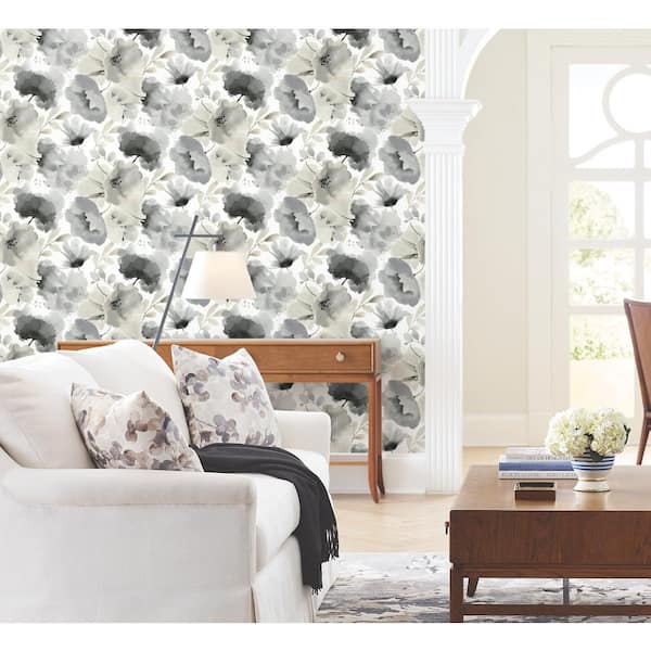 Charcoal Watercolor Bouquet Paper Non-Pasted Matte Wallpaper