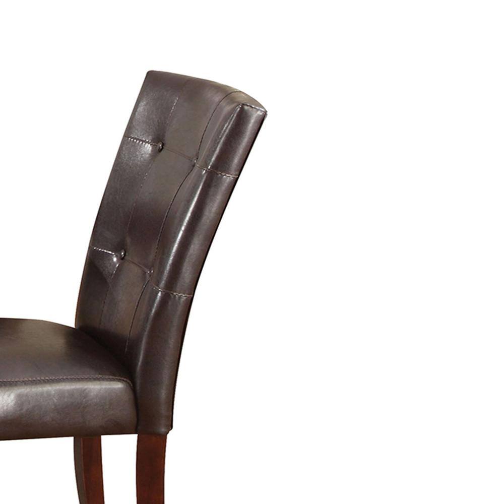 Set of 2 Brown Faux Leather Parsons Dining Chairs