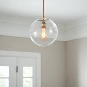 9 in.1-Light Aged Brass Globe Pendant with Vintage Bulb Included