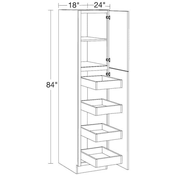 Home Decorators Collection Washington Vesper White Plywood Shaker Assembled Pull Out Pantry Kitchen Cabinet Sft CLS 9.5 in W x 24 in D x 34.5 in H