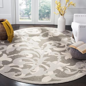 Amherst Gray/Light Gray 7 ft. x 7 ft. Round Border Area Rug