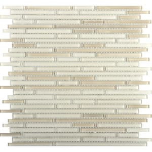 Infinity Beige Glossy 11.73 in. x 11.73 in. x 4mm Glass Mesh-Mounted Mosaic Tile (0.96 sq. ft.)