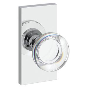 Privacy Contemporary Crystal Polished Chrome Bed/Bath Door Knob with 5 in. Rose