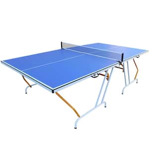 Blue Foldable Table Tennis Tables with 2-Paddles, Game Net and 3-Balls