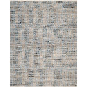 Cape Cod Natural/Blue 9 ft. x 12 ft. Striped Distressed Area Rug