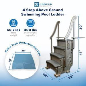 4-Step Grand Entry Steps Plus Mat Pad for Above Ground Swimming Pool