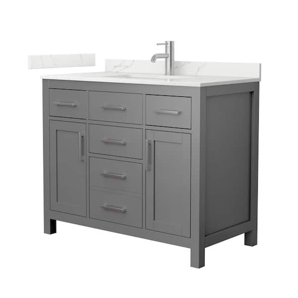 Beckett 42 in. Single Freestanding Dark Gray Bath Vanity with Giotto Quartz Top (Assembled)