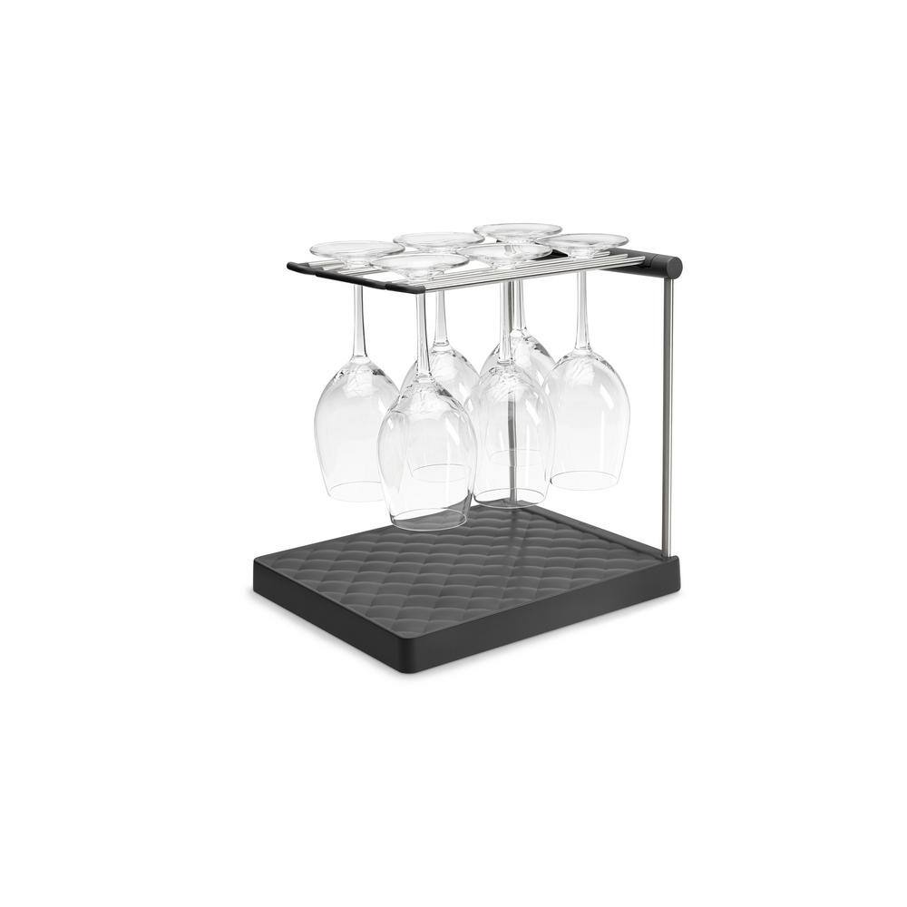 Charcoal Folding Wine Glass Drying Rack Organizer
