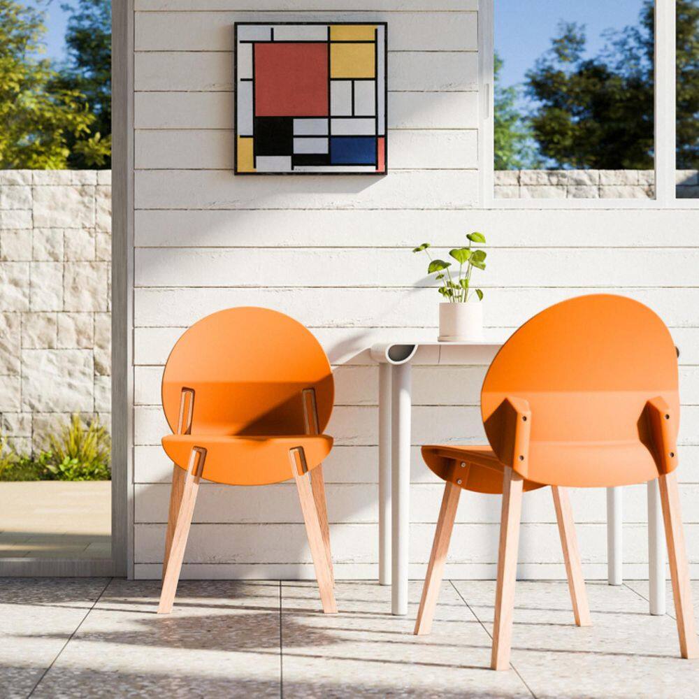 Red Oak Fixed Base Wood Dining Chair in Tropical Orange (Set of 4) price history on PriceWatchPro