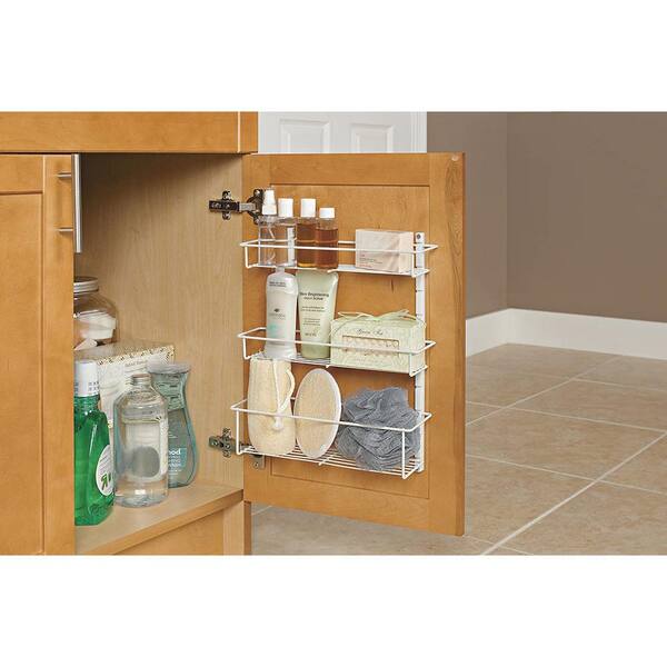 Vacane 2 Pack Plastic Adhesive Mount Over Cabinet Door Organizer, Storage Organizer Container Makeup Organizer Hanging Basket Bins For Craft Room, Office, Space Saving Holder For Kitchen Bags-S Clear