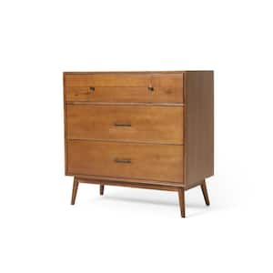 3 Drawer Medium Brown Acacia Wood Dresser