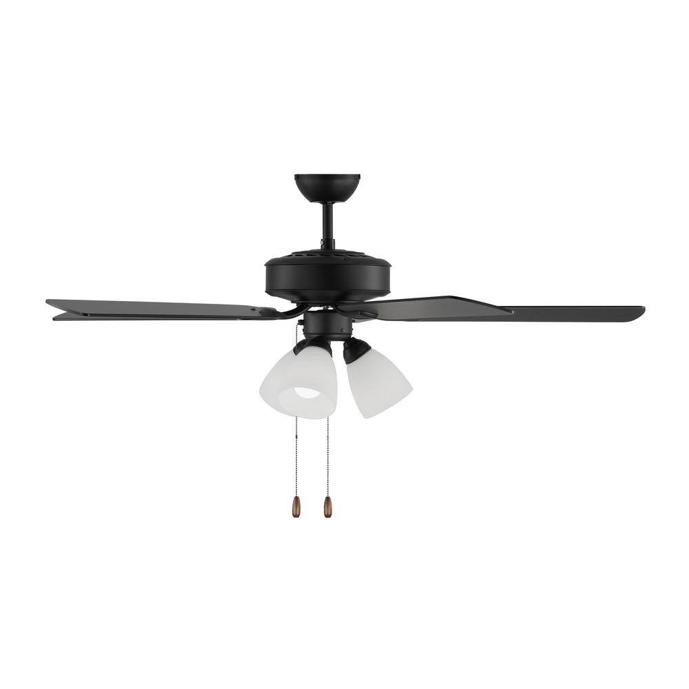 Midnight Black 52'' Ceiling Fan with Frosted Glass LED Lights