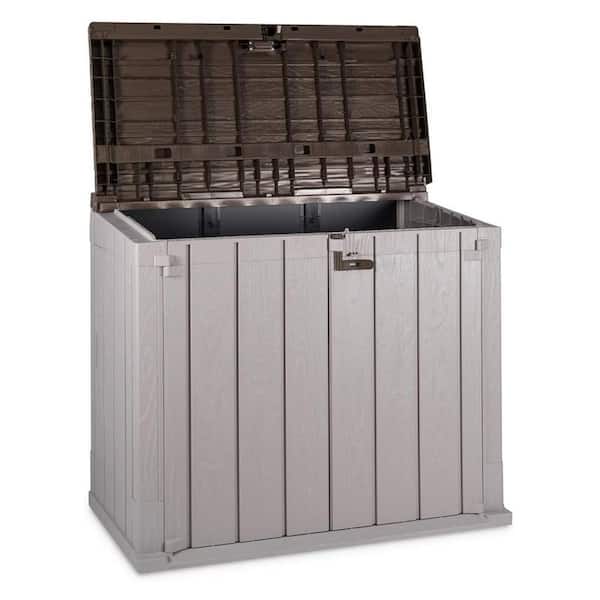 TOOMAX Stora Way Taupe Grey Brown Outdoor Plastic 2-Door Top Lid Shed Cabinet