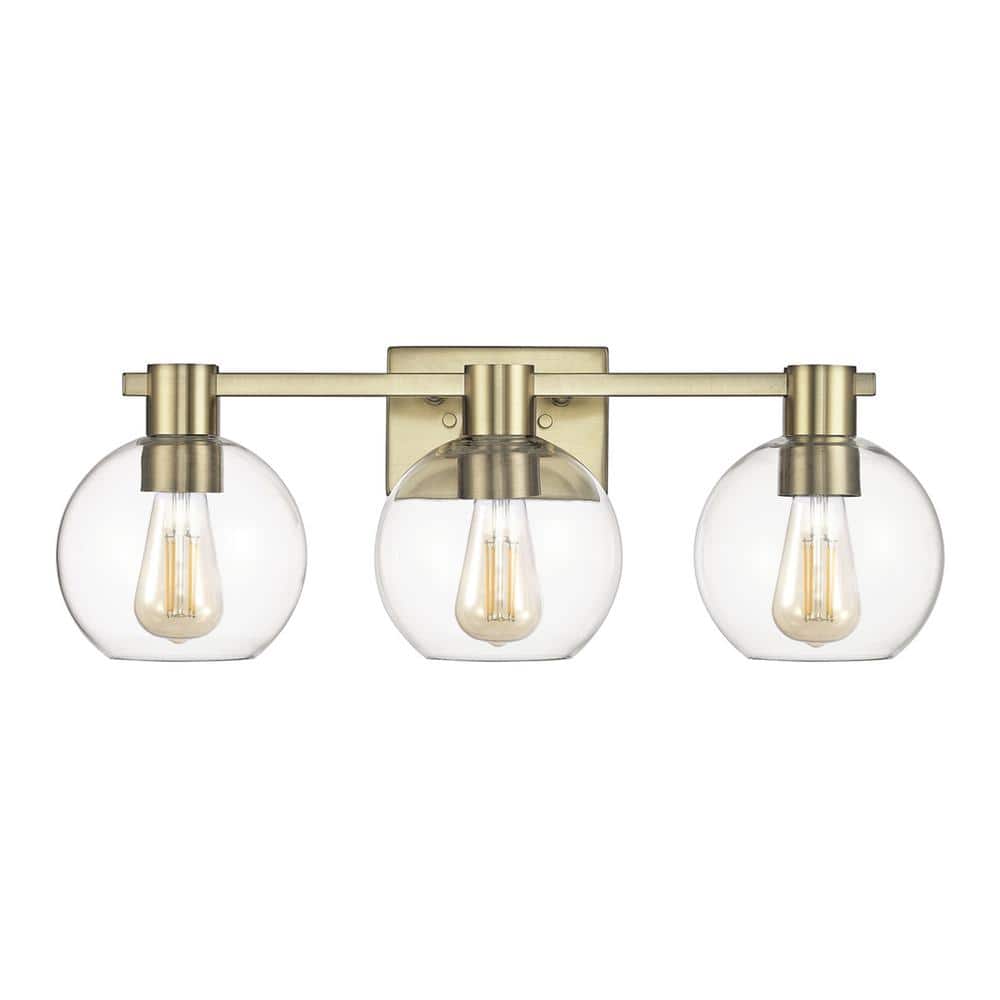 Globe Electric Globe 24 in. 3Light Matte Brass Vanity Light with Clear