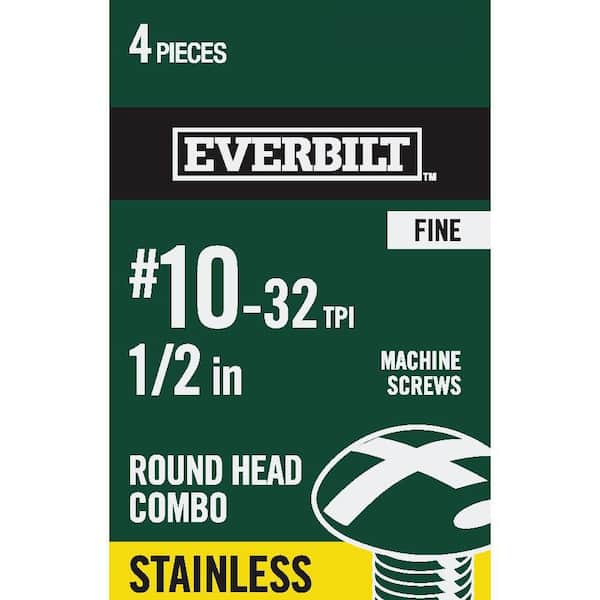 Everbilt #10-32 x 1/2 in. Combo Round Head Stainless Steel Machine Screw (4-Pack)
