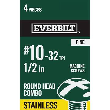 Everbilt #10-32 x 2-1/2 in. Zinc Plated Combo Round Head Machine Screw (3-Pack) 830651
