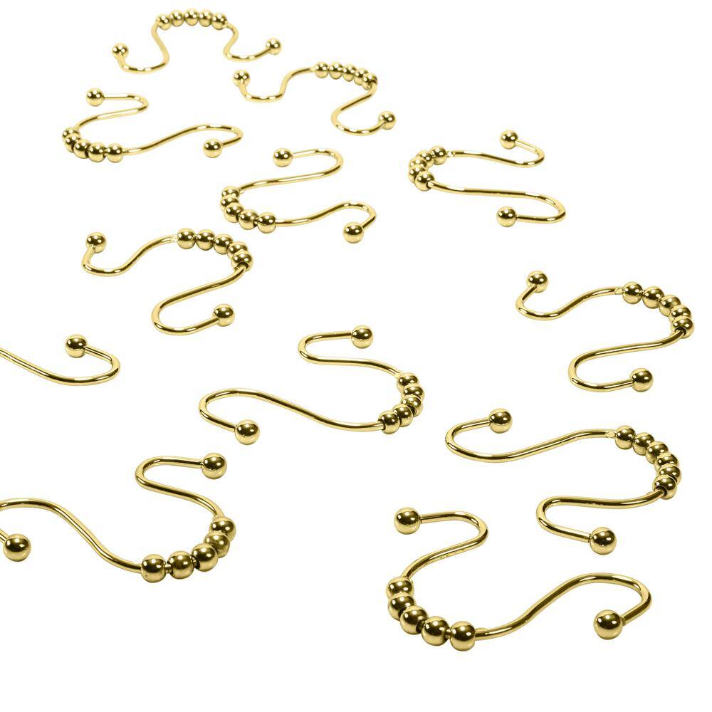Satin Gold Double Roller Shower Curtain Hooks