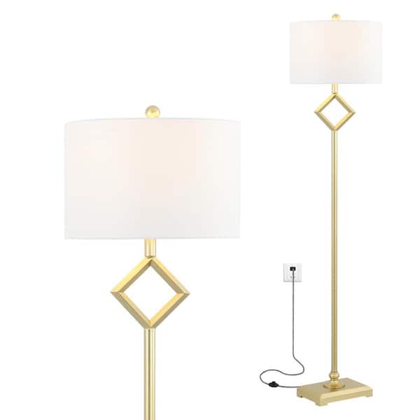 JONATHAN Y Juno 62.5 in. Gold Leaf Metal LED Floor Lamp