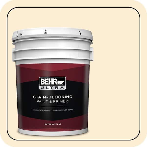 BEHR ULTRA 5 gal. #ICC-90 Butter Yellow Flat Exterior Paint & Primer