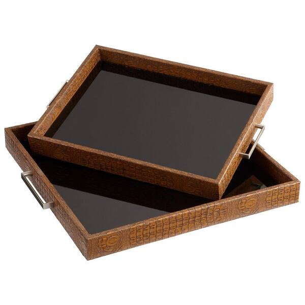 Filament Design Prospect 2 in. x 21 in. Iron Leather and Wood Tray