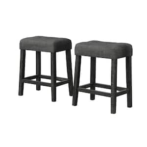 Kendra 23.5 in. Backless Black Charcoal Wood Counter Height Stools (Set of 2)