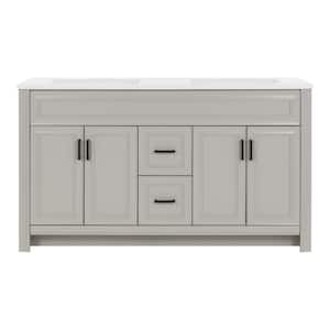 Mavis 60.5 in. W x 18.75 in. D x 35.02 in. H Double Sink Bath Vanity in Light Gray with White Cultured Marble Top