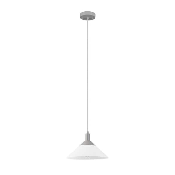 Novogratz Globe Ursa Frosted White and Matte Gray 1-Light Pendant