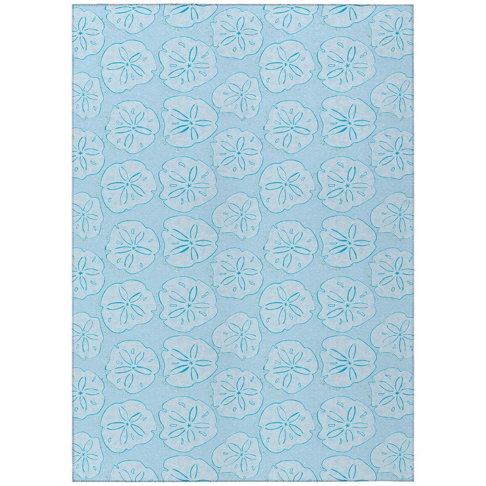 Surfside Blue 10 ft. x 14 ft. Geometric Indoor/Outdoor Area Rug