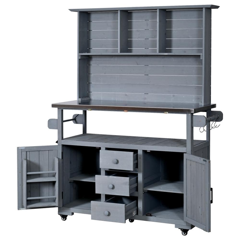 19.3 in. W x 47.2 in. D x 65 in. H Gray Wood Outdoor Large Garden Storage Cabinet price history on PriceWatchPro