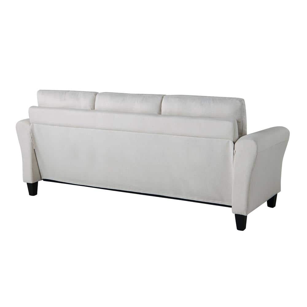 Alexa Oyster Fabric Sofa with Rolled Arms