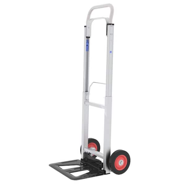 Silver 200 lb. D-Handle Aluminum Foldable Hand Truck for Home, Store and Factory