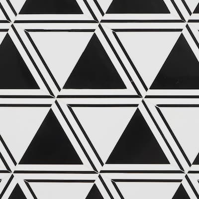 Ruit Black and White 13.54 in. x 15.63 in. Polished Marble Mosaic Tile (1.47 sq. ft./Each)