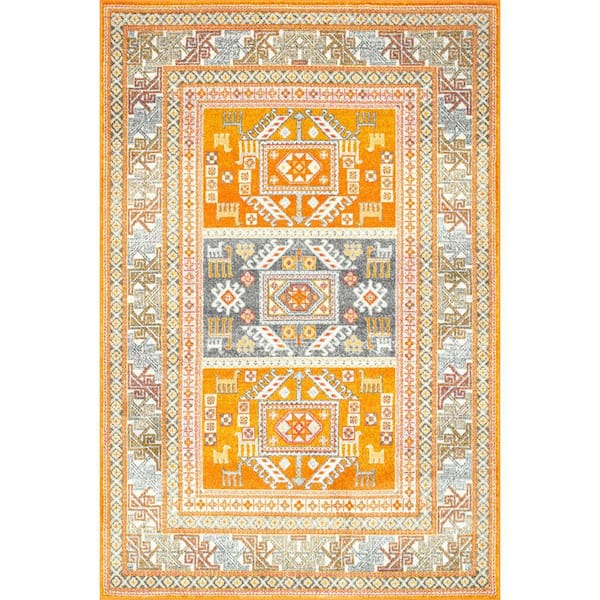 nuLOOM Marisela Tribal Panels Yellow 5 ft. x 8 ft. Area Rug