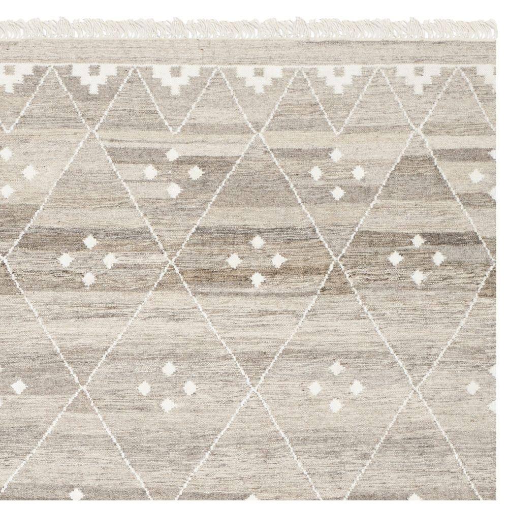 Natural Ivory Handwoven Wool Kilim Area Rug, 5' x 5'