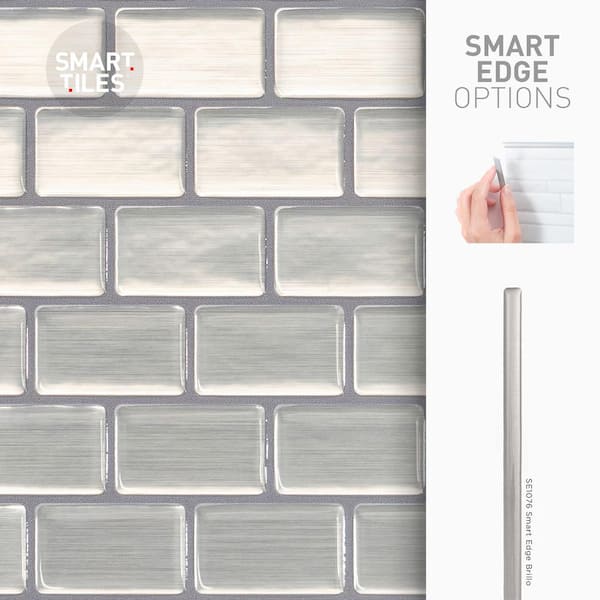 Smart Tiles 9.80'' X 9.74'' Self Adhesive 3D Peel and Stick Backsplash  Tiles Metallic Gray