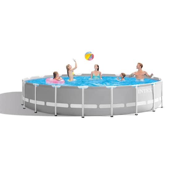 Intex 18 Foot x 48 Inch Prism Frame Above Ground Swimming Pool Set with Pump 