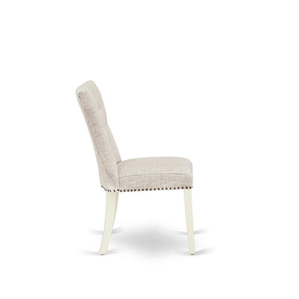 Linen White and Distressed Jacobean 6-Piece Dining Set with Padded Chairs and Bench