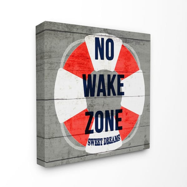 Stupell Industries 17 in. x 17 in. "No Wake Zone Life Raft" by Daphne Polselli Printed Canvas Wall Art