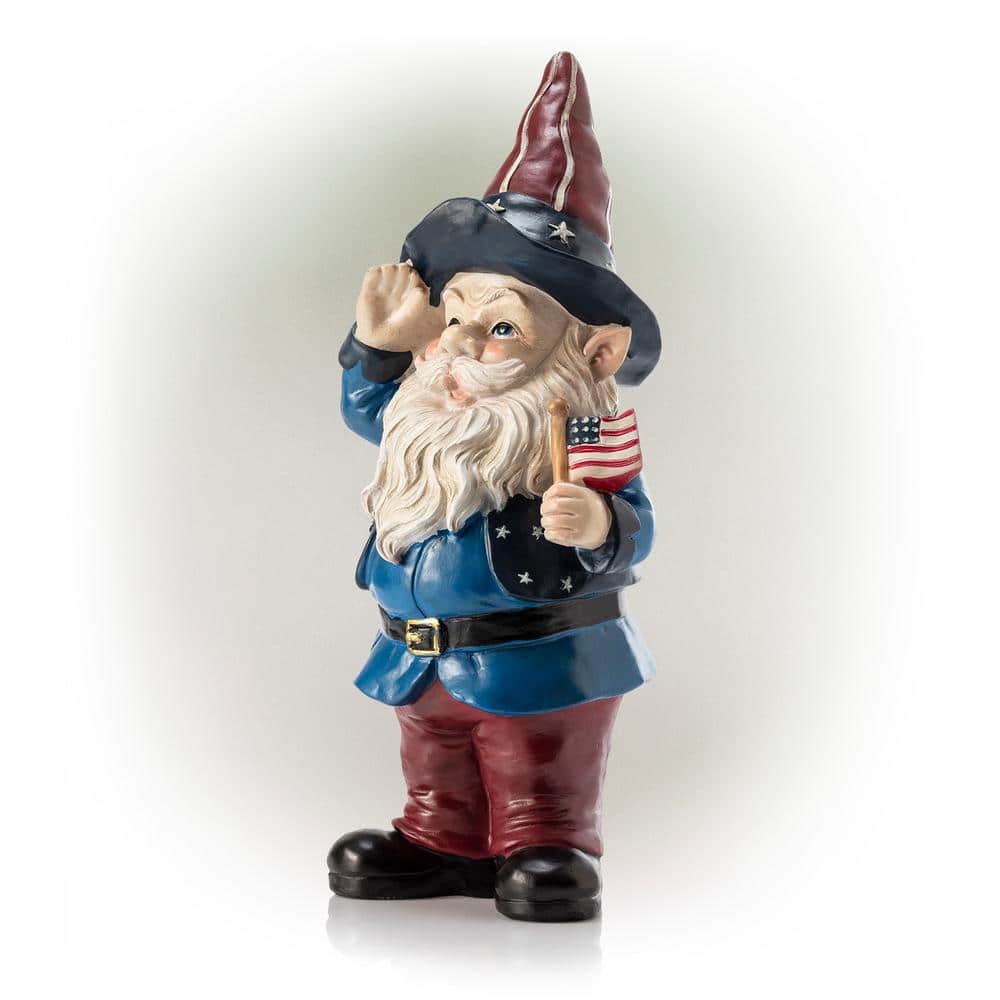12 Inch Patriotic Polyresin Gnome with American Flag