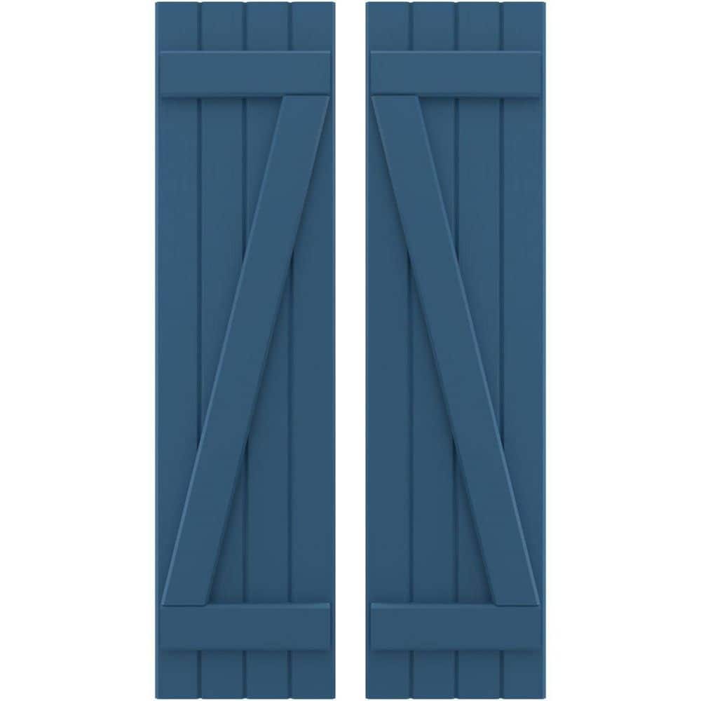14-in W x 59-in H Americraft 4 Board Exterior Real Wood Joined Board and Batten Shutters w/Z-Bar Sojourn Blue price history on PriceWatchPro