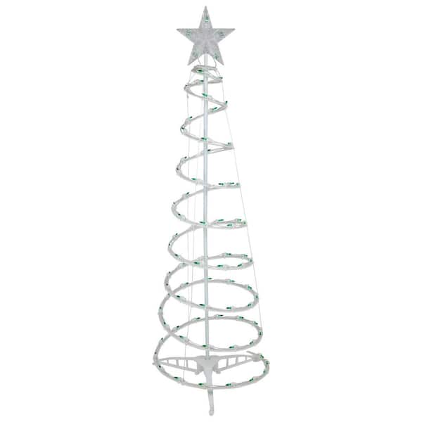 4 ft. Pre-Lit Spiral Outdoor Artificial Christmas Tree with Star Topper Green Lights