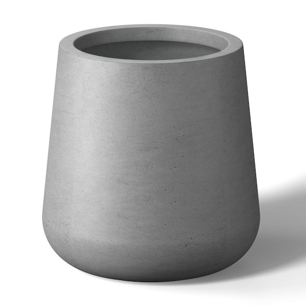 12 in. Medium Natural Gray(Enhanced Interior) Concrete Round Planter / Pot with Drainage Holes