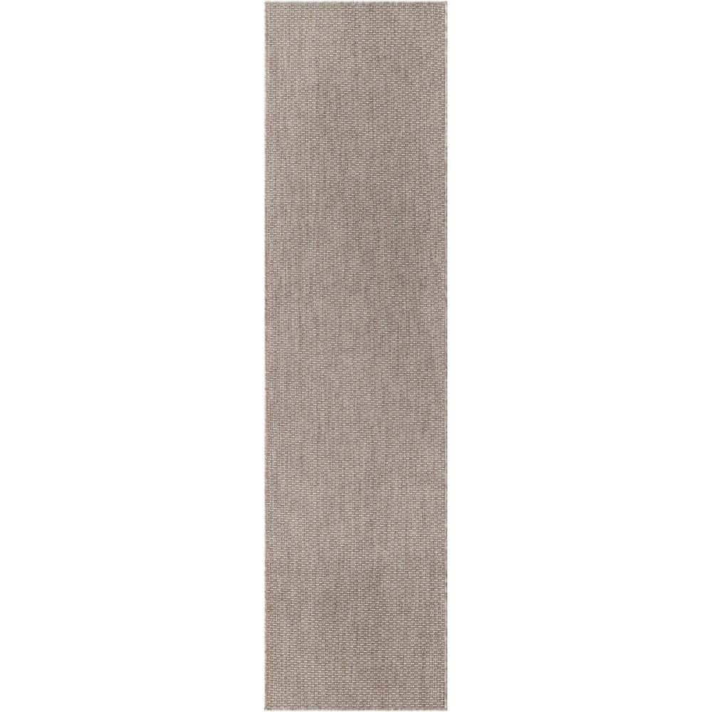Unique Loom Outdoor Solid Beige 2 ft. 7 in. x 10 ft. Area Rug 3194078