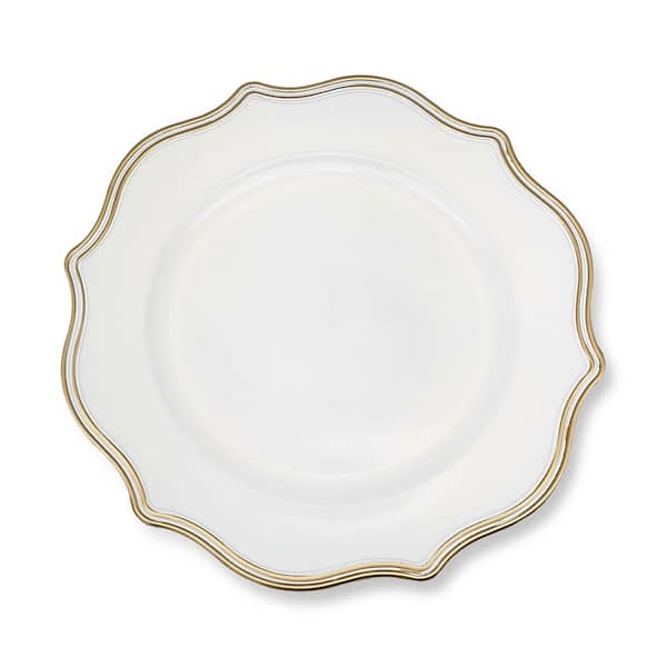 American Atelier 13 in. W x 13.00 in. L x 13 in. D Round White Serving Charger Tray Charger Plates Polyethelene (Set of 4)