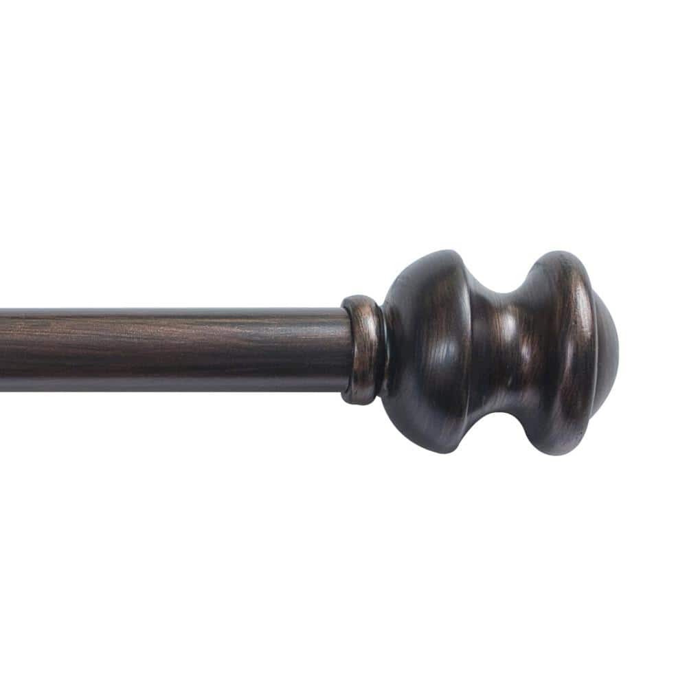 Antique Rust Adjustable Single Curtain Rod with Finials, 28'' - 48''